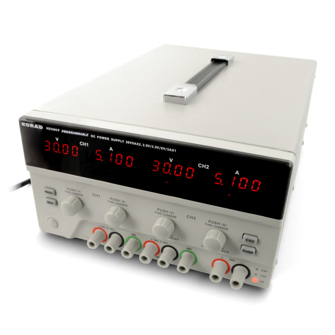 Zasilacz 3in1 Korad KD3305P 2x 0-30V/0-5A + 1x 5V/3A